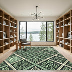 Sage Green Botanical Diamond Lattice Rug