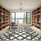 Dark Gray Interwoven Lattice Pattern Rug