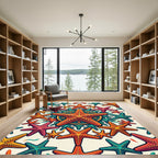 Vibrant Coastal Vibrant Starfish Mandala Rug