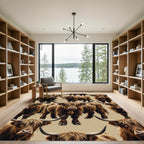 Rustic Highland Cattle Taupe Rug