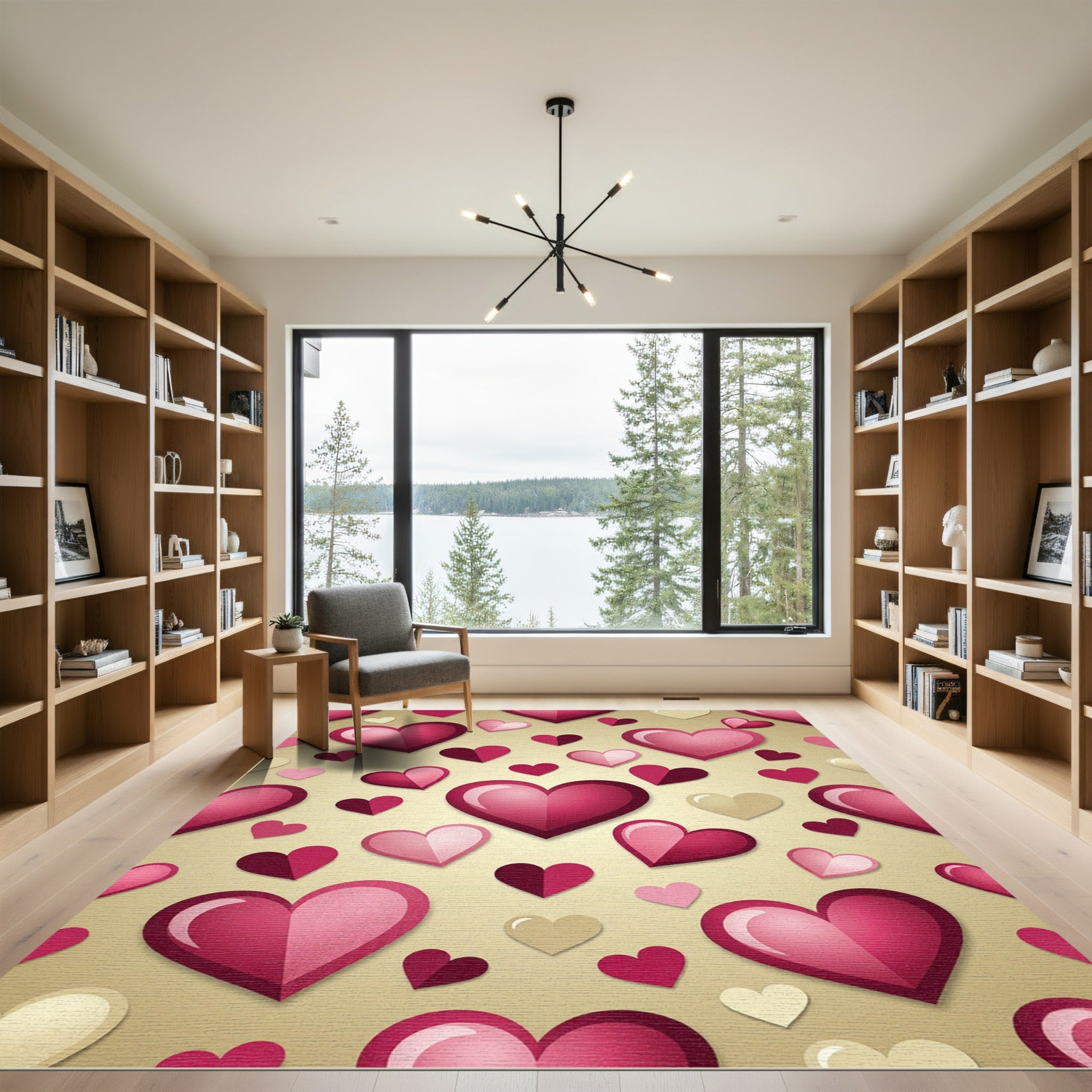 Romantic Pink Heart Gradient Aesthetic Rug