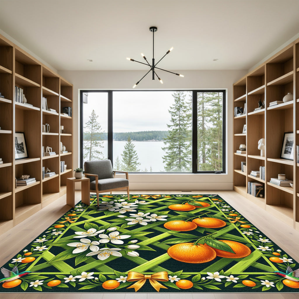 Orange Blossom Lattice Garden Accent Rug