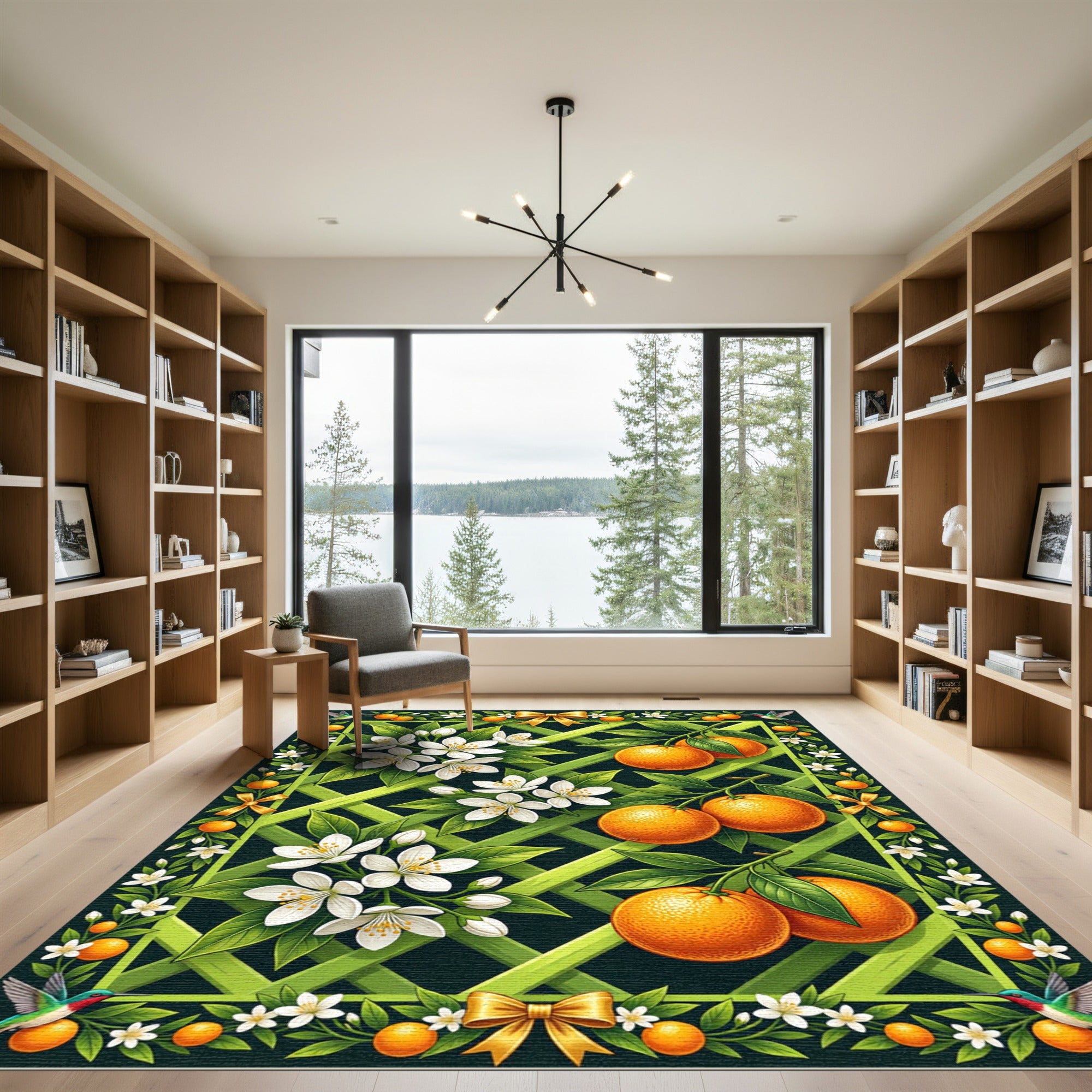 Orange Blossom Lattice Garden Accent Rug