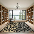 Metallic Gold and Silver Entwined Scroll Rug