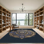 Ornate Deep Blue Floral Medallion Rug