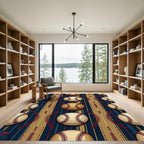 Vintage Navy Beige Baseball Stripe Rug