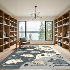 Whimsical Forest Mouse and Acorn Illustration Rug