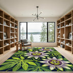 Vibrant Purple Passionflower Garden Rug
