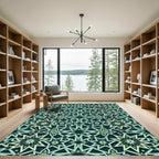 Teal Green Starburst Mandala Rug