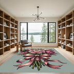 Elegant Pink Peony Bouquet Illustration Rug