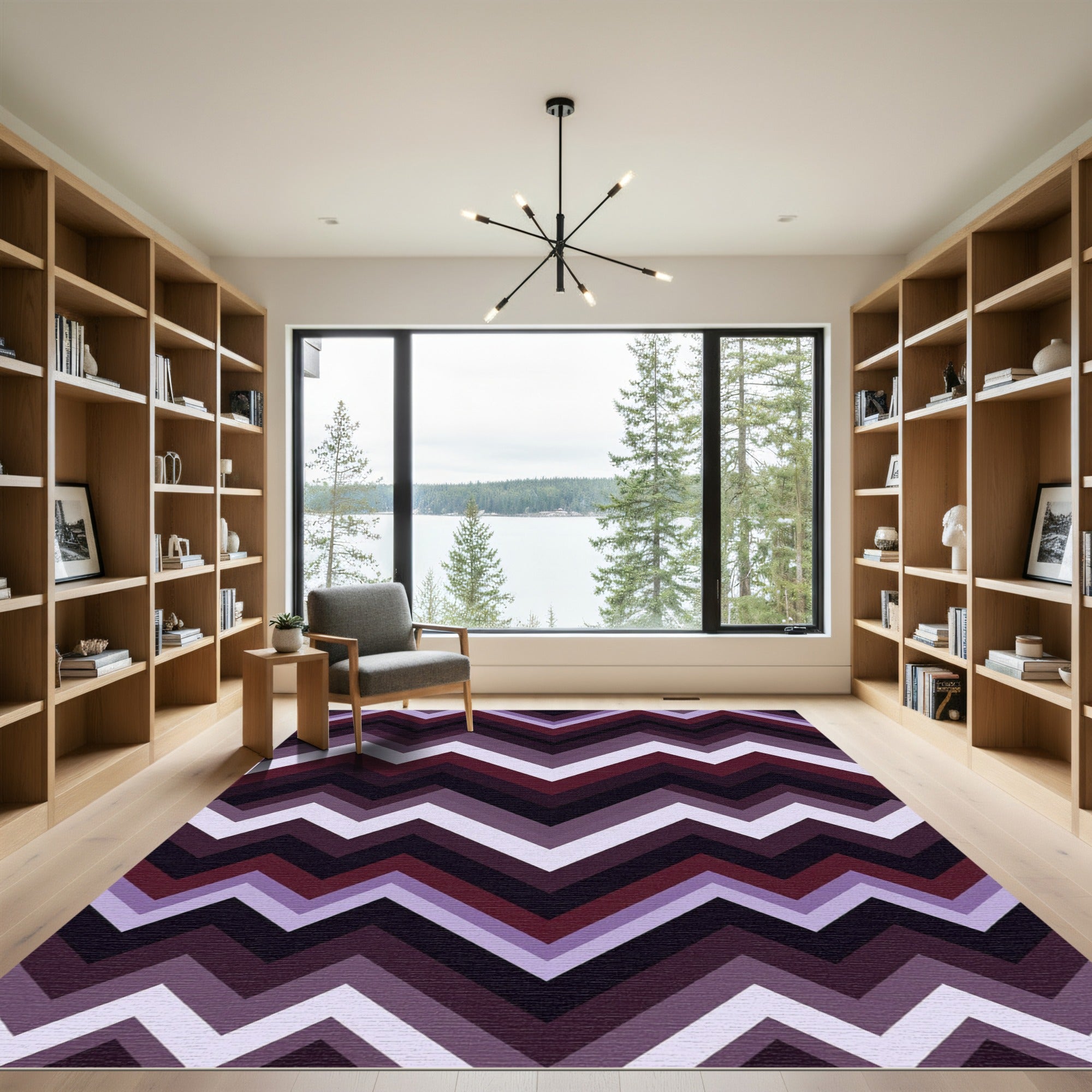 Modern Purple Burgundy Zigzag Chevron Rug
