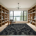 Gothic Charcoal Quatrefoil Archway Rug