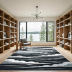 Monochrome Layered Cloudscape Abstract Art Rug