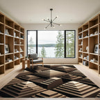 Geometric Caramel Tiered Monochromatic Structure Rug