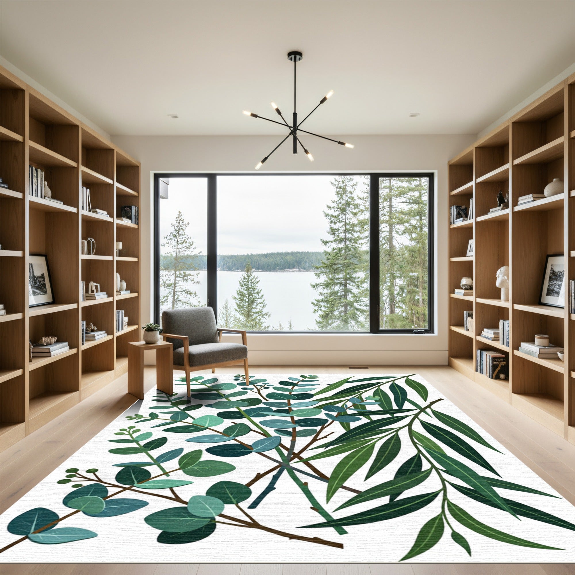 Eucalyptus Leaves Botanical Arrangement Rug