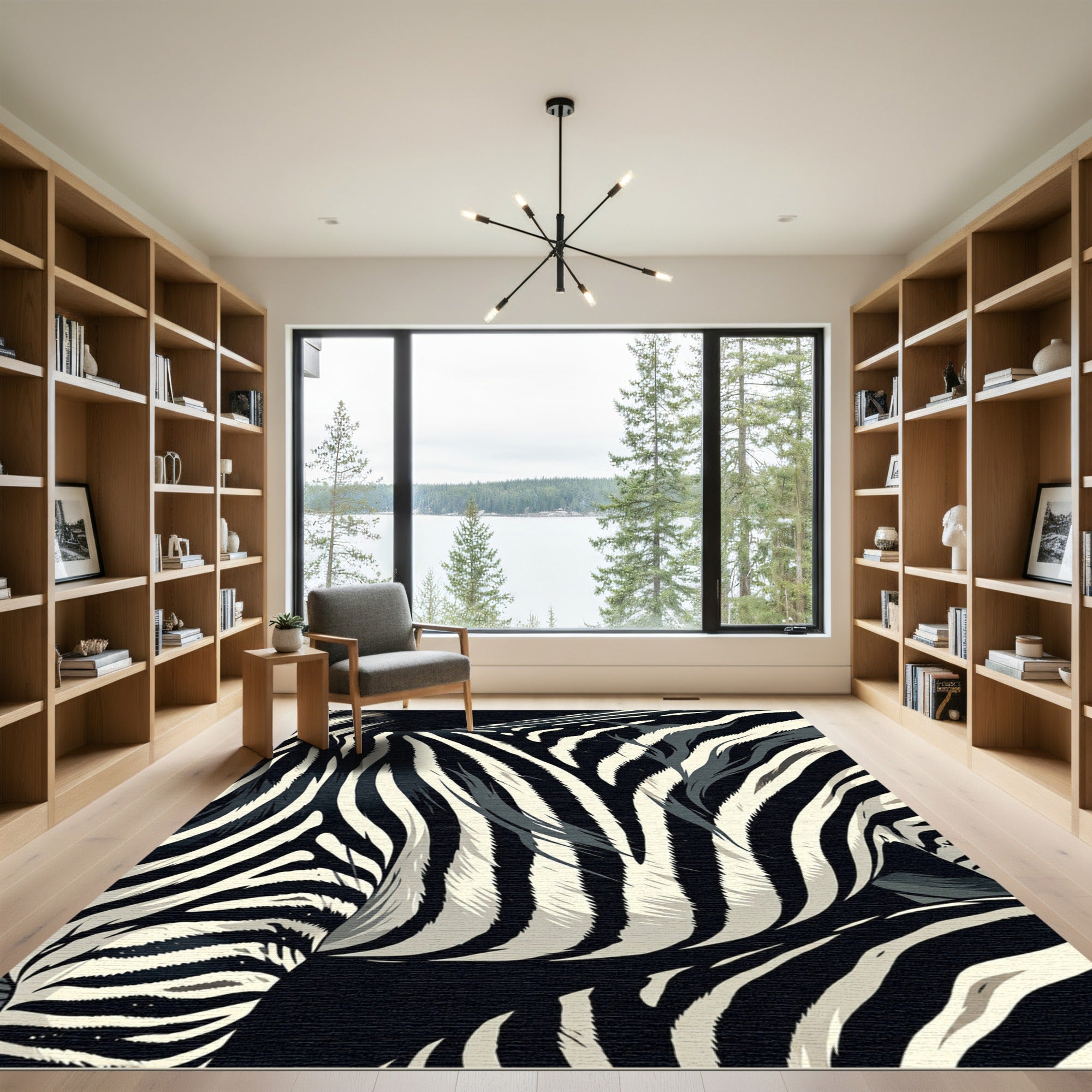 Bold Black Ivory Zebra Stripes Rug