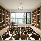 Retro Brown Swirls Composition Rug