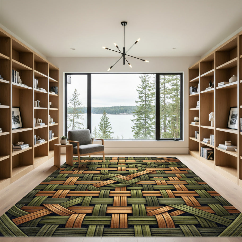 Woven Olive Tan Interlace Rug