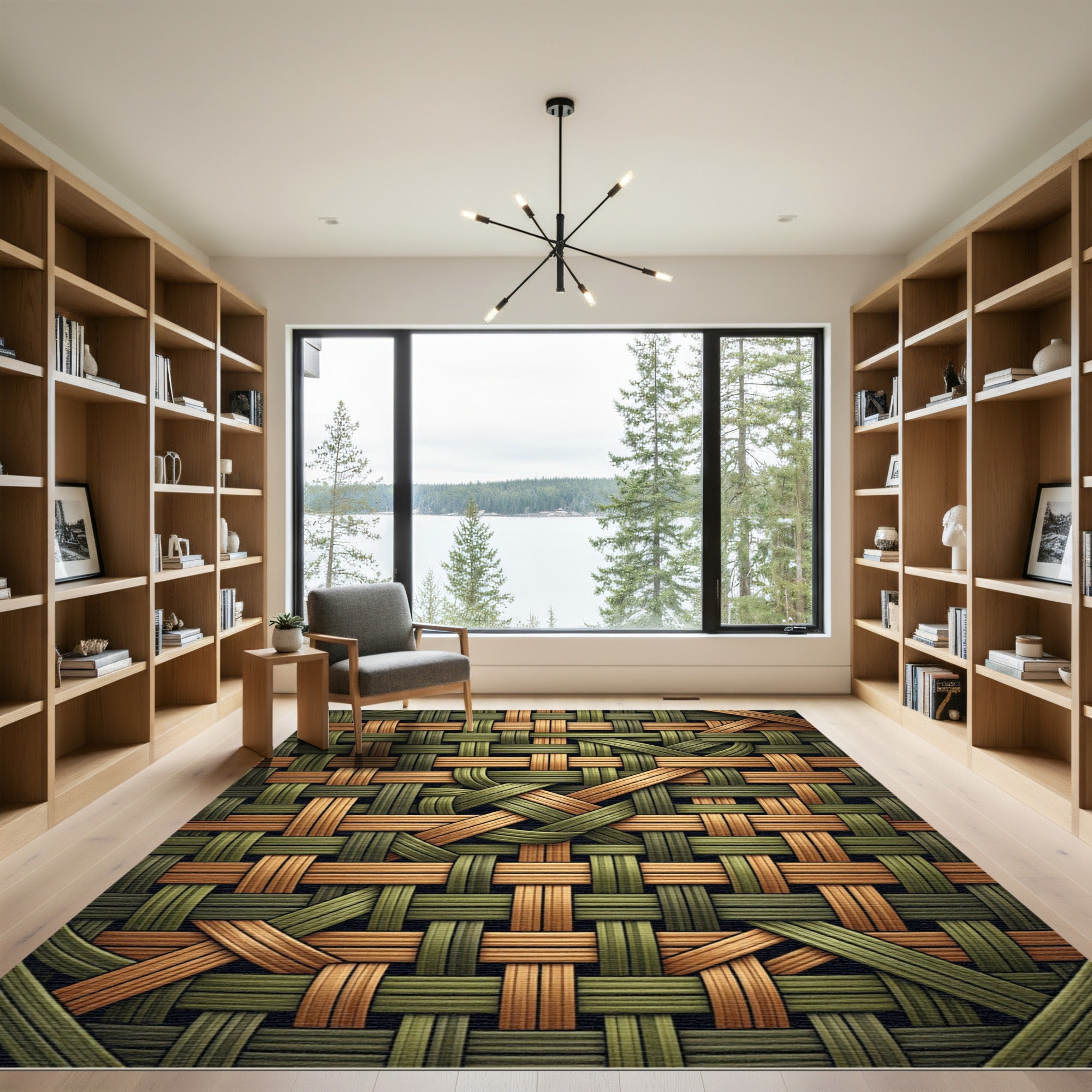 Woven Olive Tan Interlace Rug