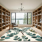 Lush Green Eucalyptus Botanical Foliage Rug