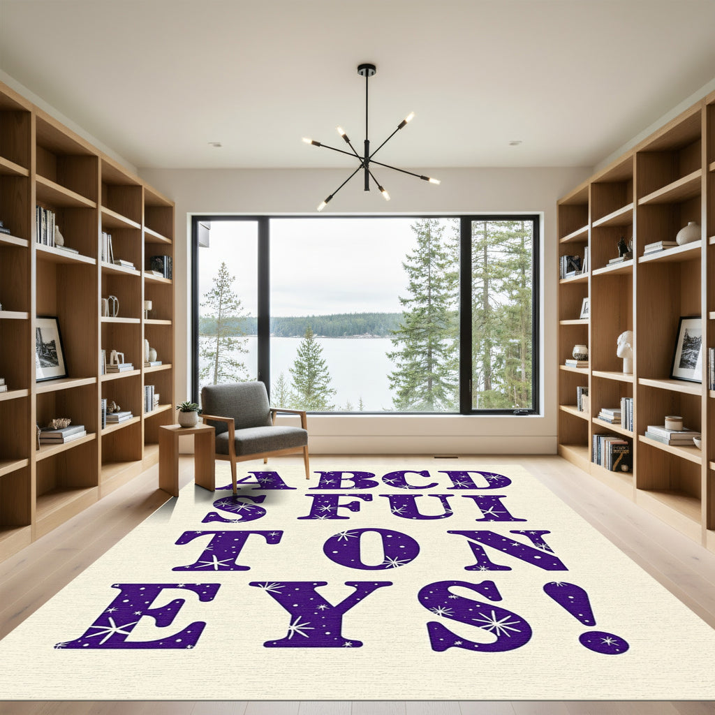 Electric Purple Starburst Alphabet Rug