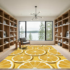 Vibrant Citrus Sliced Orange Fruit Art Rug