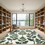 Forest Green Leaf Branch Overlay Rug