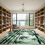 Emerald Green Bamboo Forest Grove Rug