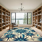 Retro Atomic Starburst Blue Rug