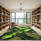 Vibrant Brushstroke Abstract Green Rug