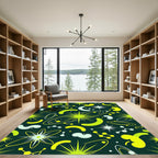 Science Green Yellow Molecular Stars Rug