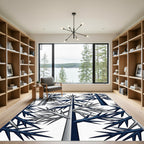 Geometric Navy and Silver Pine Forest Rug