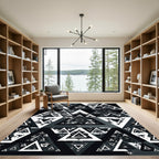 Monochrome Abstract Geometric Triangle Imbrication Rug