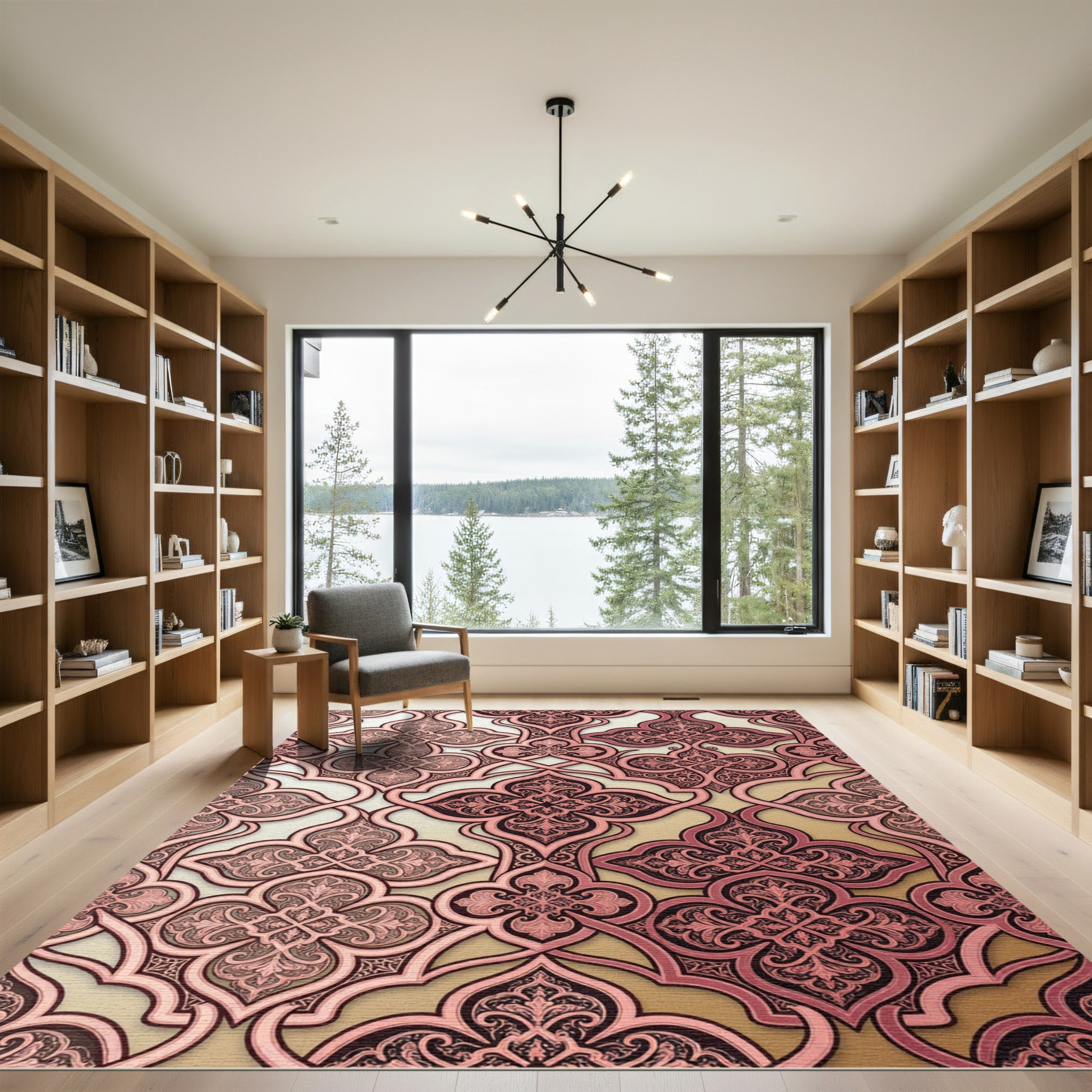 Rose Gold Quatrefoil Medallion Rug