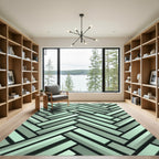 Mint Green Herringbone Composition Rug
