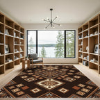 Rich Brown Earthy Diamond Medallion Rug