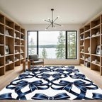 Elegant Navy Bow Ribbon Seamless Art Rug