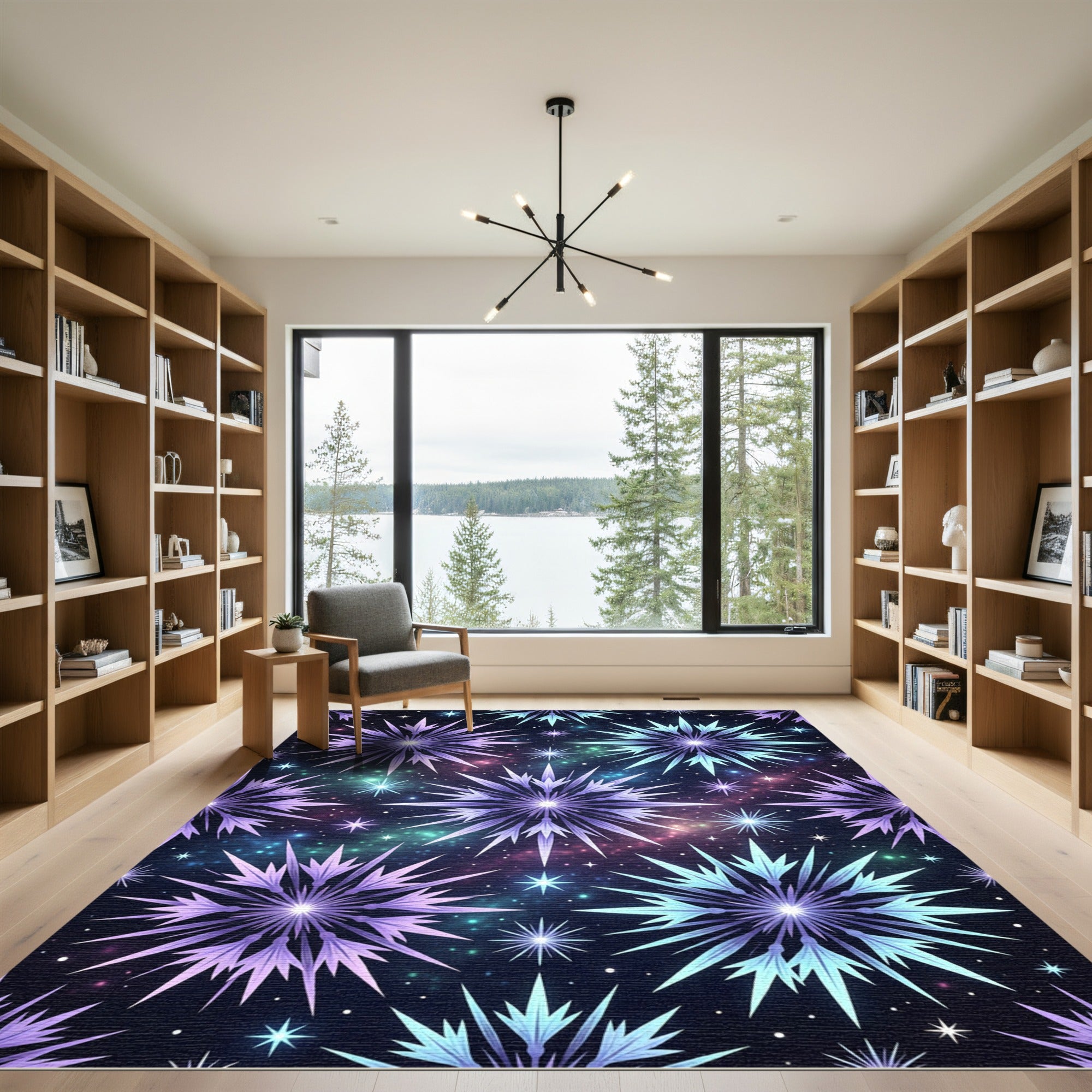 Cosmic Starburst Purple Blue Galaxy Rug
