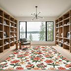 Coral Peach Blossom Sprigs Repeating Rug