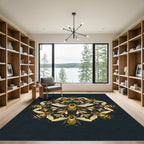 Golden Honey Bee Mandala Art Rug