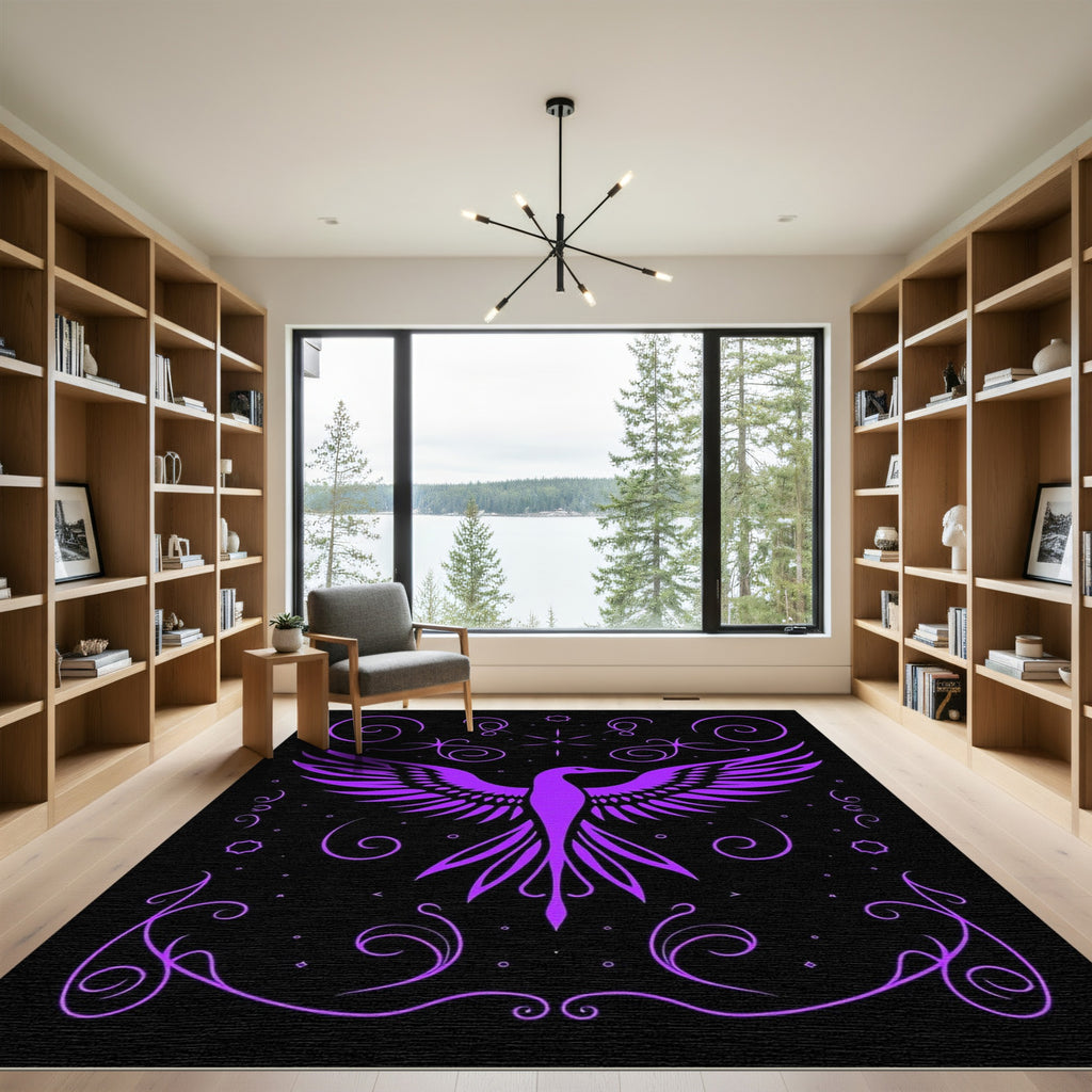 Purple Phoenix Swirls Cosmic Art Rug