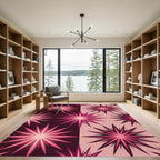 Geometric Burgundy and Pink Starry Burst Rug