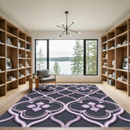 Lavender Damask Lattice Floral Ornament Rug