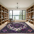Elegant Violet Floral Medallion Tapestry Rug
