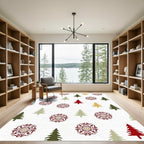 Red Burgundy Evergreen Starburst Trees Rug