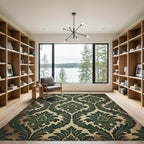 Vintage Green Acanthus Scroll Rug