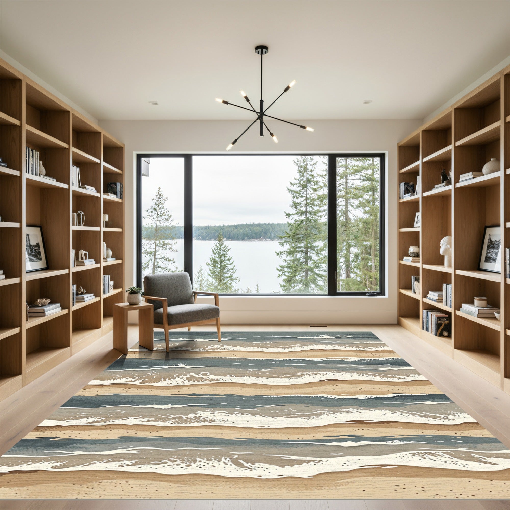 Coastal Wave Horizon Abstract Rug
