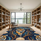 Bold Tiger Amidst Oceanic Waves Rug