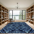 Deep Blue Royal Quatrefoil Medallion Rug