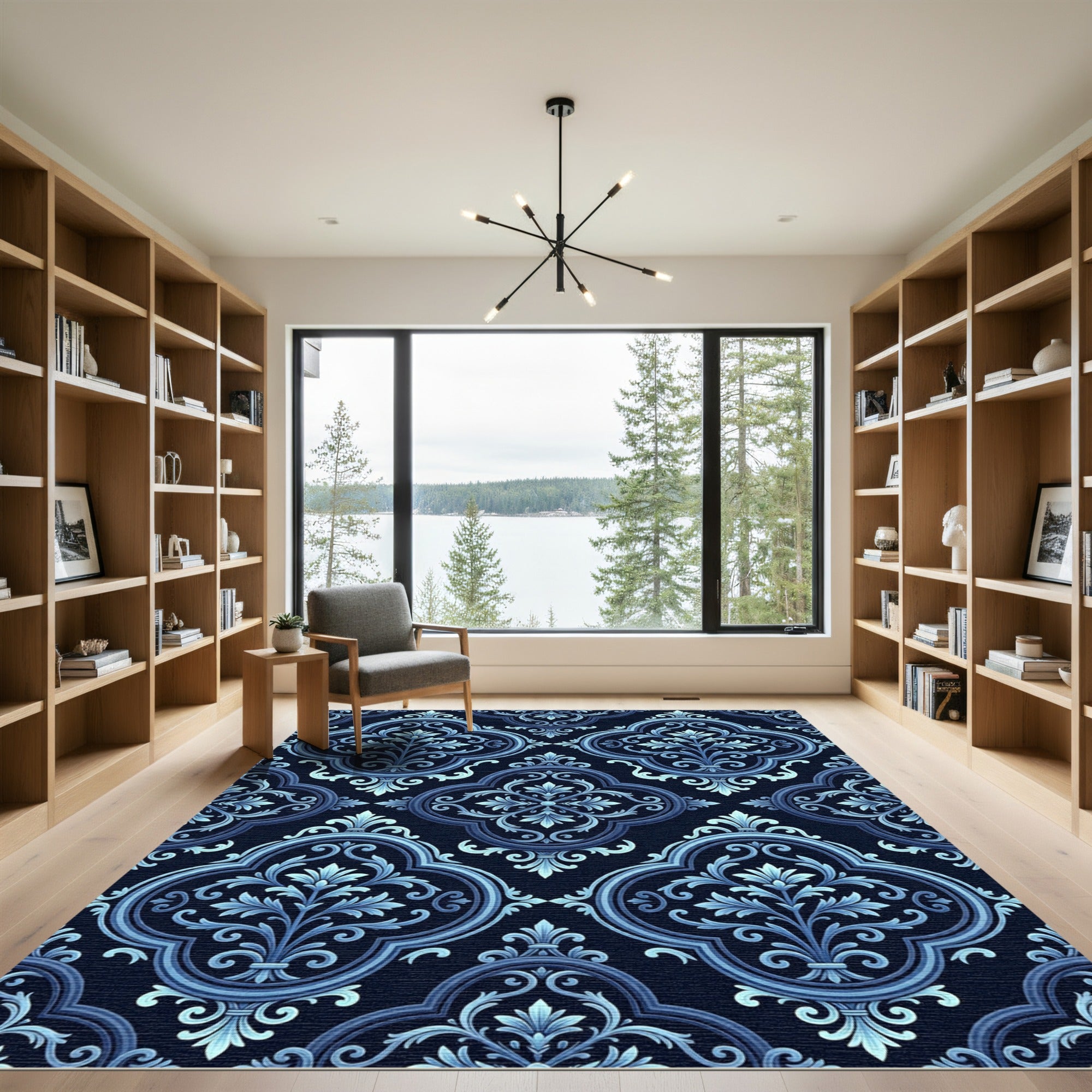 Deep Blue Royal Quatrefoil Medallion Rug